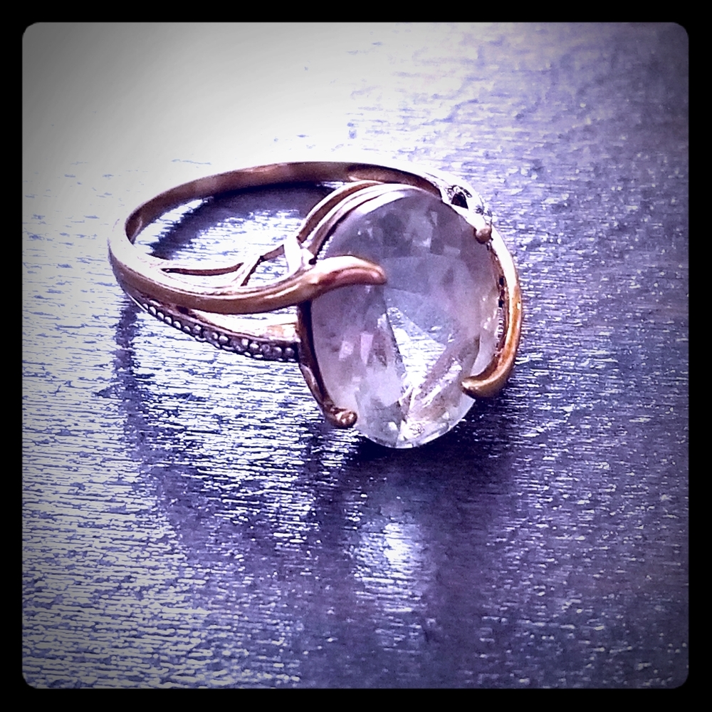 Green Amethyst and Diamond Ring